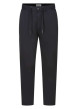Thumbnail Pantalon en coton mélangé nuit uni avec un lien de serrage et une coupe droite