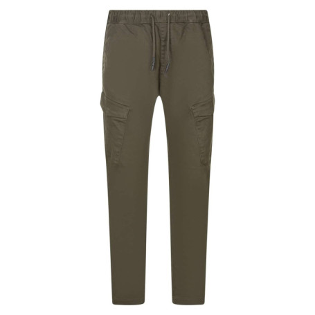 Pantalon en coton mélangé kaki uni avec une...