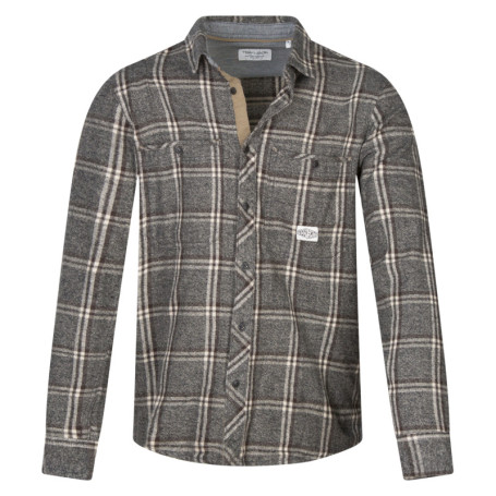 Chemise en coton noire à carreaux avec une...