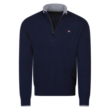 Pull en laine bleu marine uni avec un col...