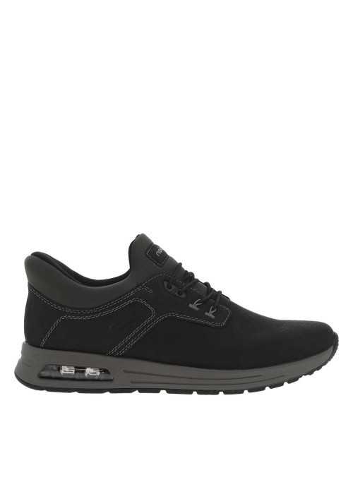 Sneakers noir à semelle bulle d'air à talon plat et à lacets plats élastiqués