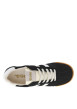 Thumbnail Baskets tennis noires en cuir à semelle camel avec lacets plats et logo doré - Image 4