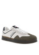 Thumbnail Baskets tennis blanches et kaki à talon plat avec logo et à lacets plats - Image 3