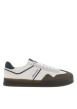Thumbnail Baskets tennis blanches et kaki à talon plat avec logo et à lacets plats