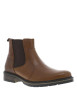 Thumbnail Boots en cuir cognac à talon décroché bas avec zip latéral et soufflet élastiqué - Image 3