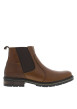 Thumbnail Boots en cuir cognac à talon décroché bas avec zip latéral et soufflet élastiqué