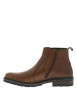 Thumbnail Boots en cuir cognac à talon décroché bas avec zip latéral et soufflet élastiqué - Image 2