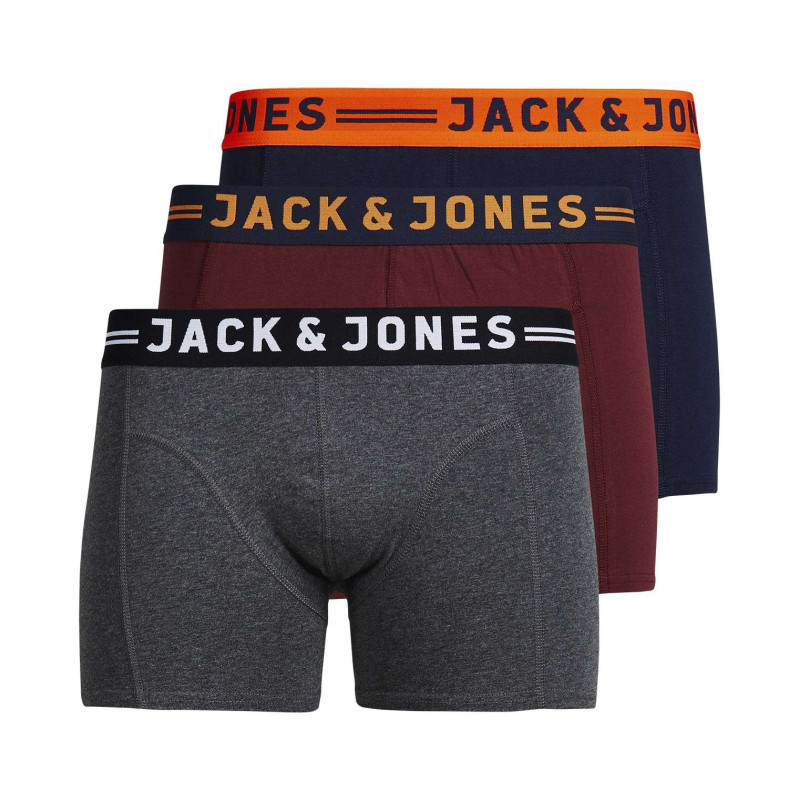 Jack & Jones - Lot De 3 Boxers Classique En Coton Multicolores Unis à Taille élastiquée - Multicolore Jack & Jones - Lot De 3 Boxers Classique En Coton Multicolores Unis à Taille élastiquée - Multicolore