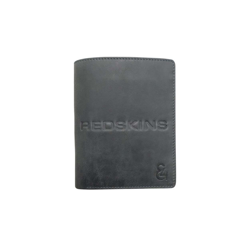 Redskins - Portefeuille En Cuir De Chèvre Noir Uni Avec Marque Et Logo Embossés Sur L'avant - Noir Redskins - Portefeuille En Cuir De Chèvre Noir Uni Avec Marque Et Logo Embossés Sur L'avant - Noir