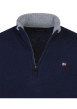Thumbnail Pull en laine bleu marine uni avec un col montant et zippé et une coupe droite - Image 3