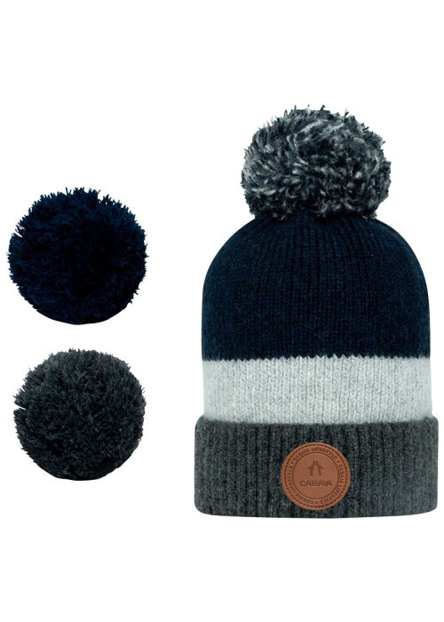 Bonnet marine uni tricolore à revers avec patch rond de la marque