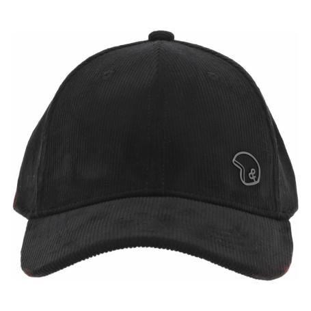 Casquette noire en velours côtelé avec logo en...
