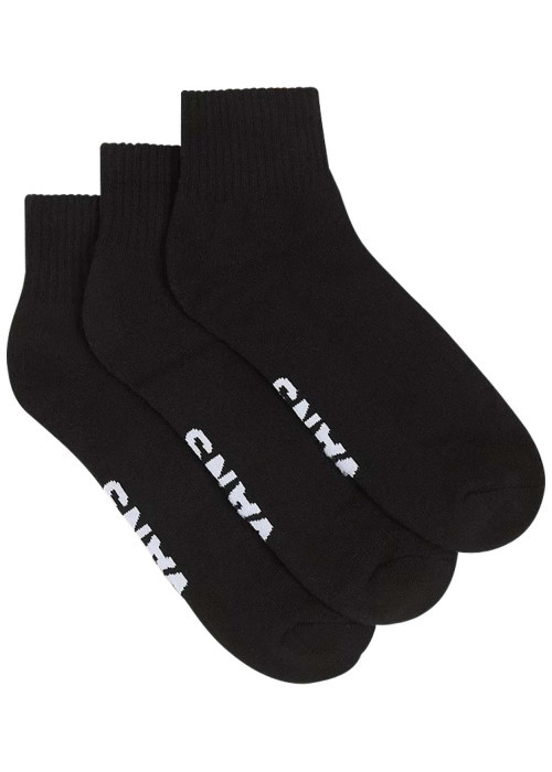 Lot de 3 paires de chaussettes noires unies avec marque sur le dessous