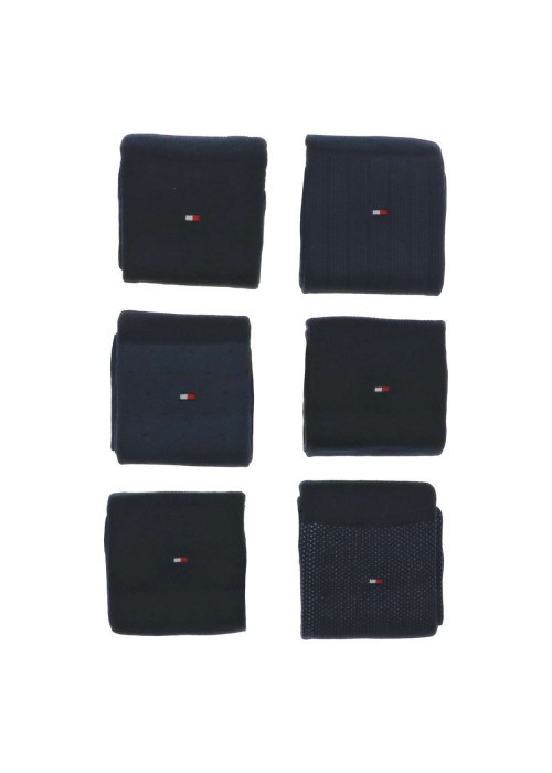 Coffret en métal avec 6 paires de chaussettes hautes bleues marine unies