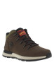 Thumbnail Baskets en cuir nubuck marron à talon plat avec semelle noire et grise et lacets - Image 3