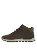 Thumbnail Baskets en cuir nubuck marron à talon plat avec semelle noire et grise et lacets - Image 2