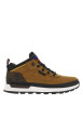 Thumbnail Sneakers en cuir brunes à talon plat avec des lacets ronds avec logo embossé - Image 2