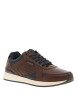 Thumbnail Sneakers en cuir cognac et marine à talon plat avec lacets plats et logo embossé - Image 3