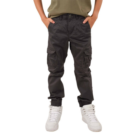 Cargo en coton gris anthracite uni à coupe slim...