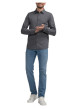 Thumbnail Chemise en coton biologique anthracite à imprimé traits droite et à col français - Image 4