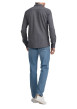 Thumbnail Chemise en coton biologique anthracite à imprimé traits droite et à col français - Image 5