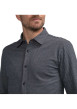 Thumbnail Chemise en coton biologique anthracite à imprimé traits droite et à col français - Image 6