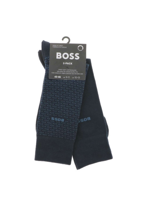 Lot de 2 paires de chaussettes hautes nuit unies avec haut en bord-côte