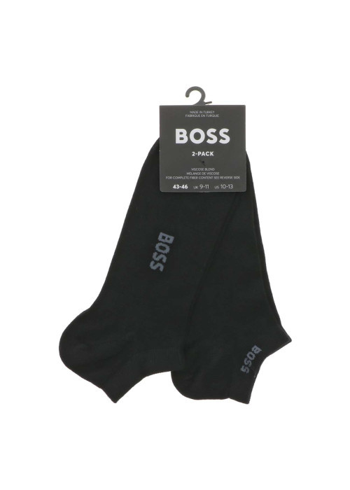 Lot de 2 paires de chaussettes basses noires unies avec haut en bord-côte