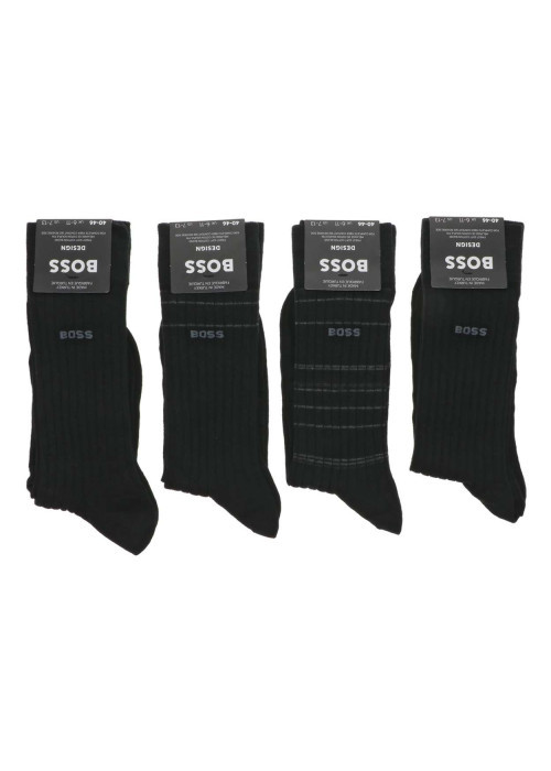 Lot de 4 paires de chaussettes hautes en coton mélangé noires unies