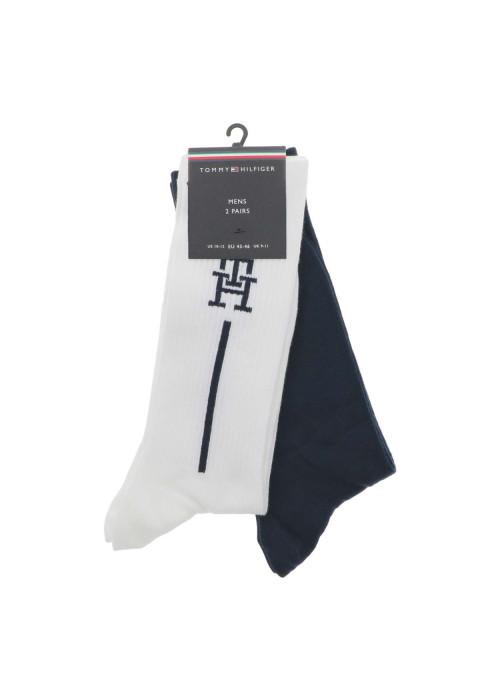 Lot de 2 paires de chaussettes hautes bicolores unies avec le logo