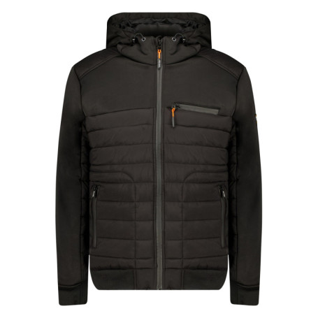 Blouson à capuche noir bi-matière avec une...