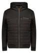 Thumbnail Blouson à capuche noir bi-matière avec une coupe droite et des poches