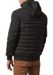 Thumbnail Blouson à capuche noir bi-matière avec une coupe droite et des poches - Image 2
