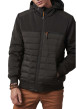 Thumbnail Blouson à capuche noir bi-matière avec une coupe droite et des poches - Image 3