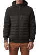 Thumbnail Blouson à capuche noir bi-matière avec une coupe droite et des poches - Image 4