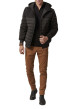 Thumbnail Blouson à capuche noir bi-matière avec une coupe droite et des poches - Image 5