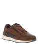 Thumbnail Sneakers en cuir cognac à talon plat et à lacets plats enduits et zip latéral - Image 3