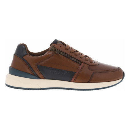 Sneakers en cuir cognac à talon plat et à...