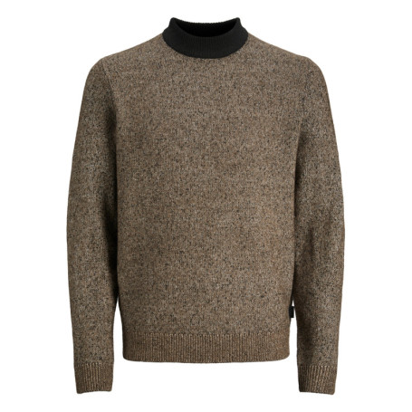 Pull en laine mélangée camel moucheté avec une...