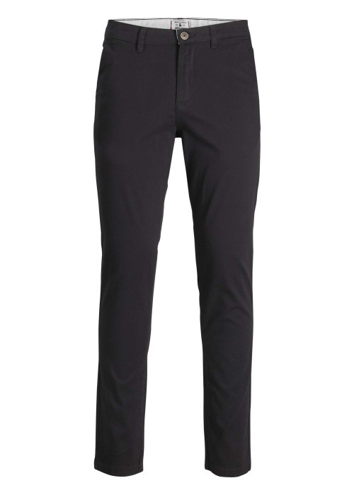 Chino Marco Dave en coton noir uni avec une coupe slim avec multiples poches
