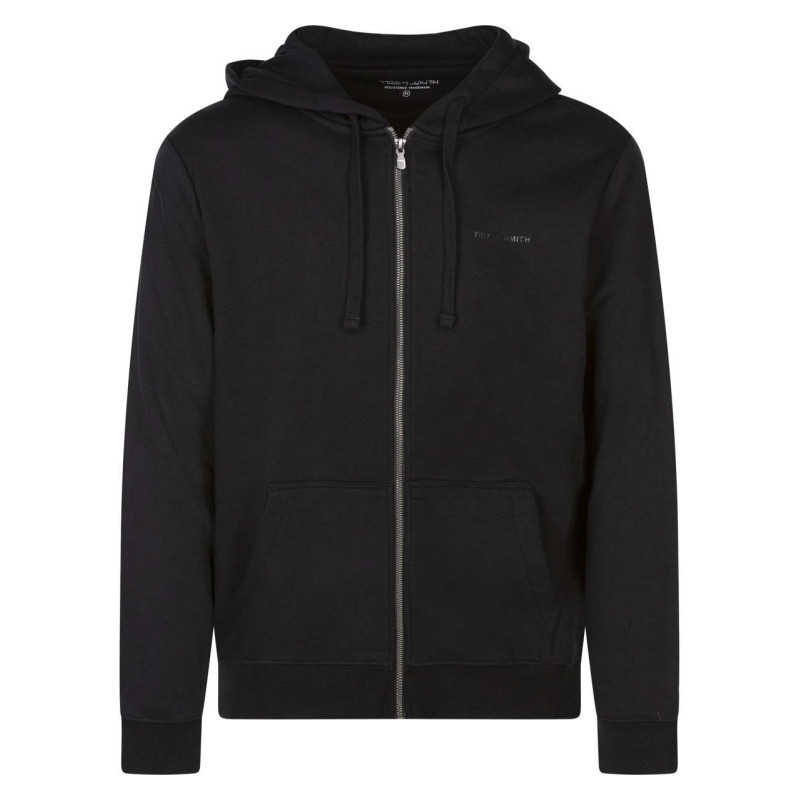 Teddy Smith - Sweat à Capuche Zippé En Coton Mélangé Noir Uni Avec Le Nom De La Marque - Noir