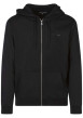 Thumbnail Sweat à capuche zippé en coton mélangé noir uni avec le nom de la marque