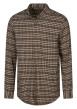 Thumbnail Chemise à manches longues épaisse en coton marron à carreaux et à col américain