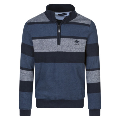 Sweat bicolore avec un col montant et zippé et...