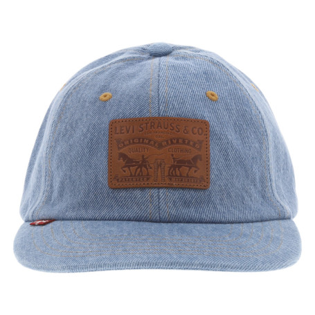 Casquette en coton jean unie avec patch en cuir...