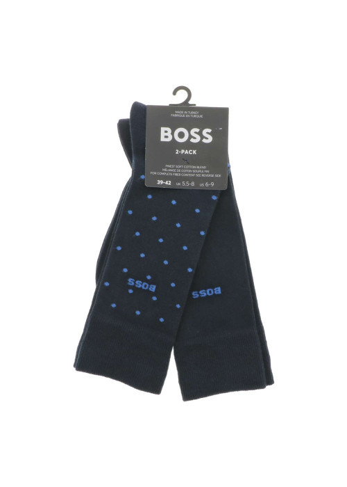 Lot de 2 paires de chaussettes hautes en coton mélangé nuit unies et à pois