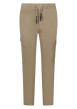 Thumbnail Pantalon en coton mélangé beige uni avec une coupe droite et des poches