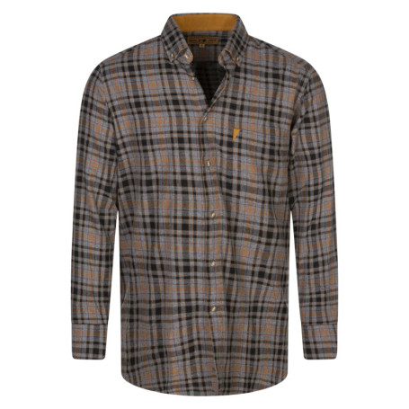 Chemise flanelle grise en coton à carreaux avec...