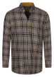 Thumbnail Chemise flanelle grise en coton à carreaux avec coupe droite et col boutonné