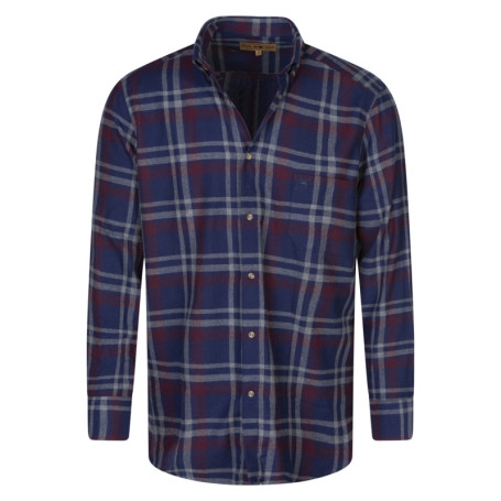 Chemise à manches longues en coton bleue marine...